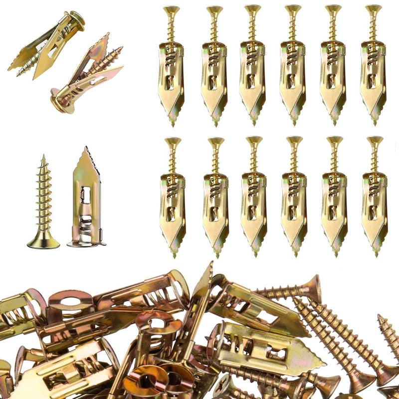 AXK 80PCS Self Drilling Drywall Anchors with Screws,40 Sheetrock Anchors (0.47x1.57 Inch) & 40 Zinc Expansion Screws - Image 1
